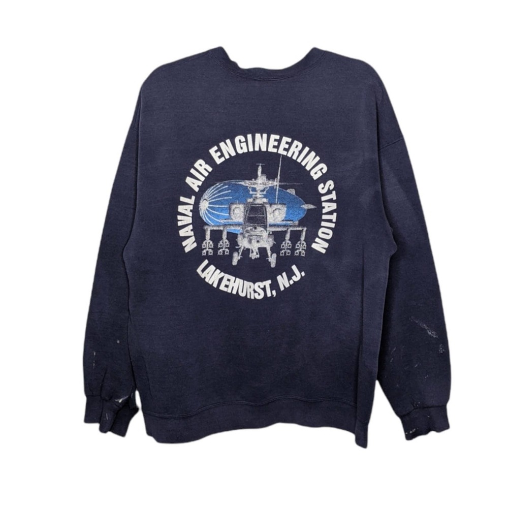 Vintage Naval Air Thrash Grunge Distressed Crewneck Sweatshirt VTG Shirt 2 Sided